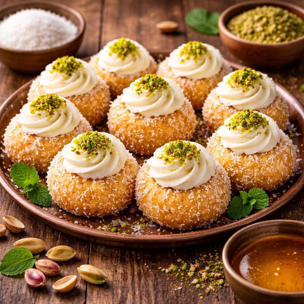Saray Usulü Kremalı Hindistan Cevizli Şerbetli Lokmalar