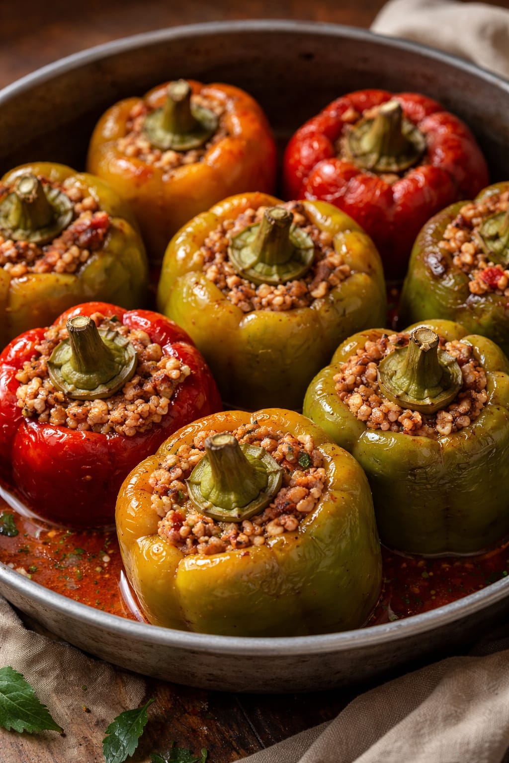 Fırında Köz Tadında: Bulgurlu ve Zırh Kıymalı Biber Dolması