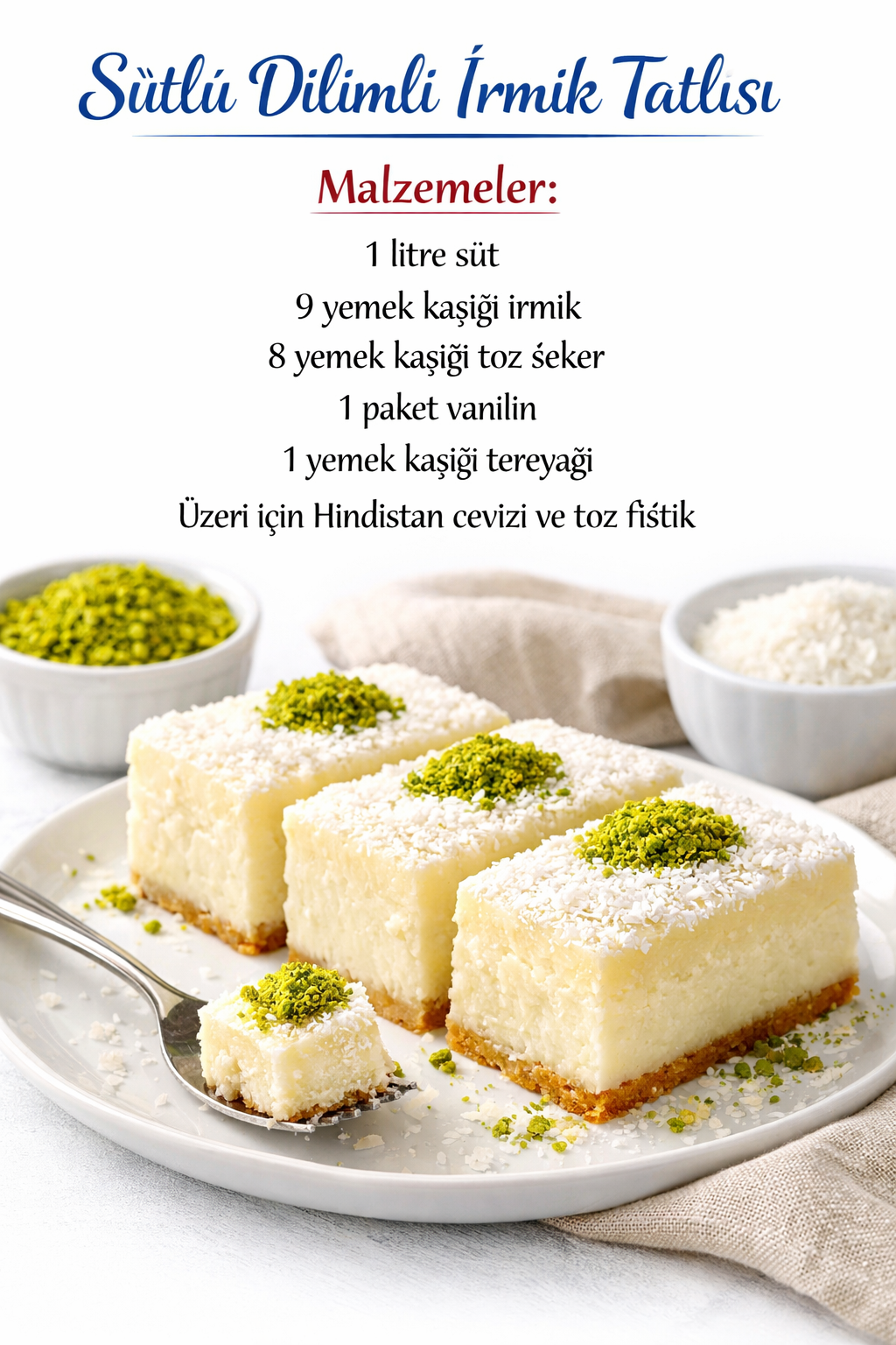 Sütlü Dilimli İrmik Tatlısı Tarifi