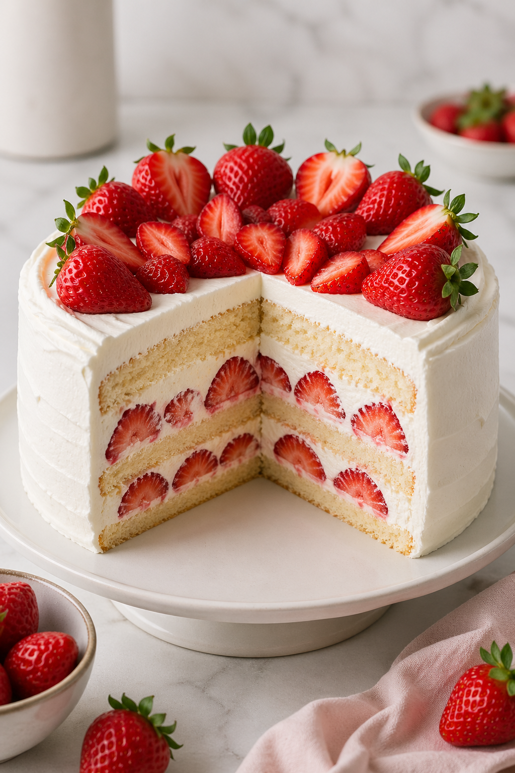 Çilekli Bulut Pasta