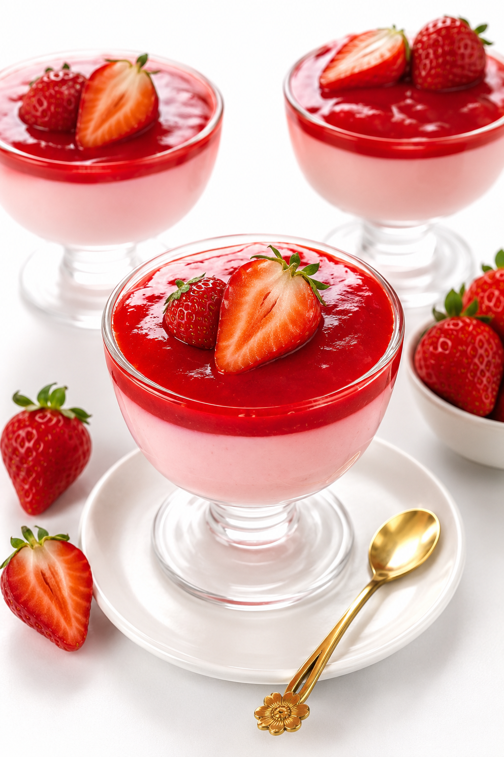 Çilekli Panna Cotta (Çilekli Kup)