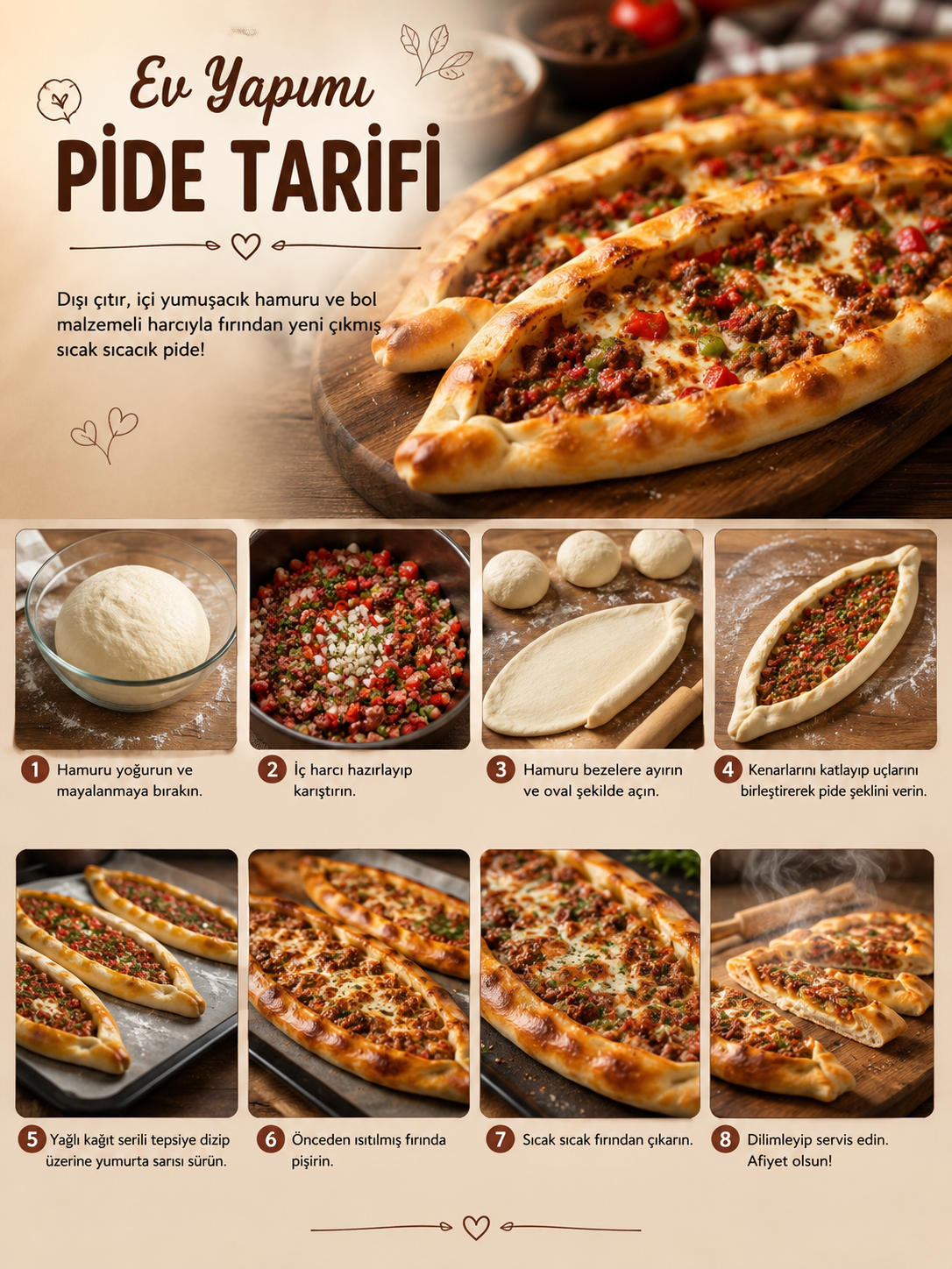 Ev Yapımı Kıymalı Pide Tarifi